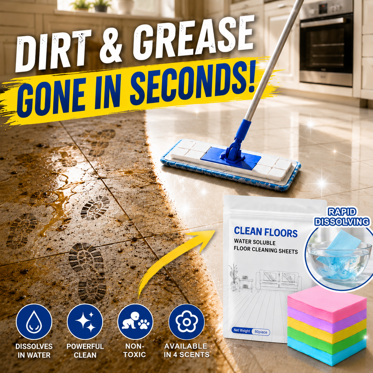 FloorGlow™ 4-in-1 Cleaning Sheets