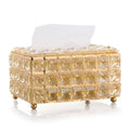 French Gold Light Luxury Iron Art Crystal Glass Tissue Box