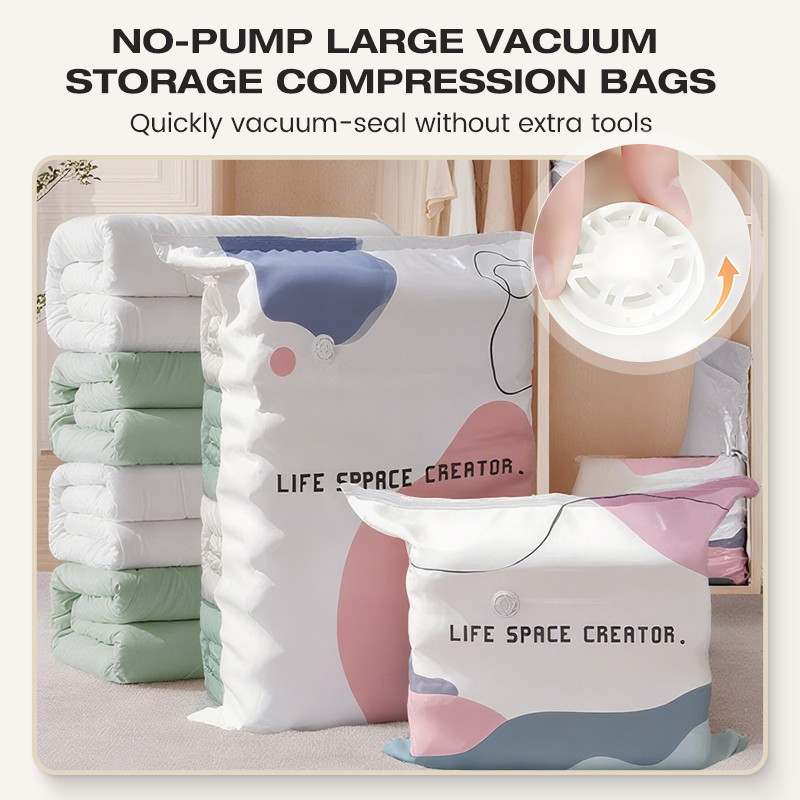🔥 BUY 2 GET 1 FREE | No-Pump Vacuum Storage Bags - Save 80% Space Instantly! 📦